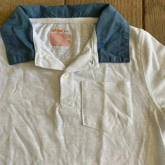 Cat & Jack Polo Boys Size M Short Sleeve Shirt Vacation Cruise School - Picture 2 of 5